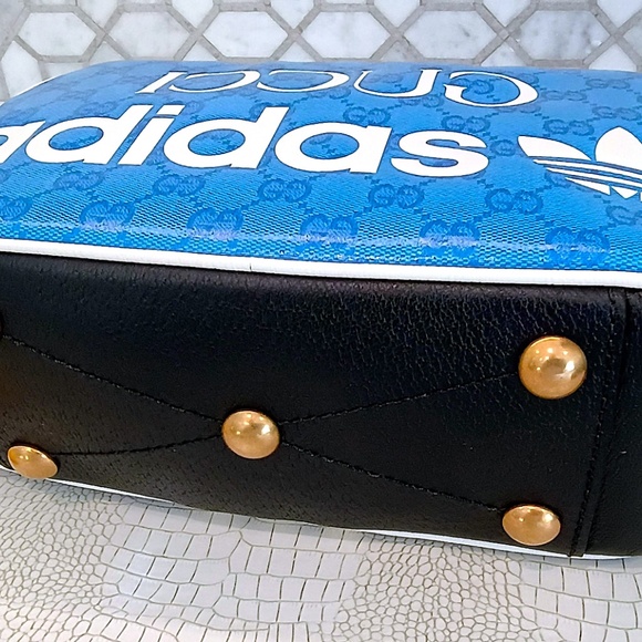 Very Rare Brand New Adidas x Gucci Blue Crystal Canvas Shoulder Bag - Picture 6 of 16